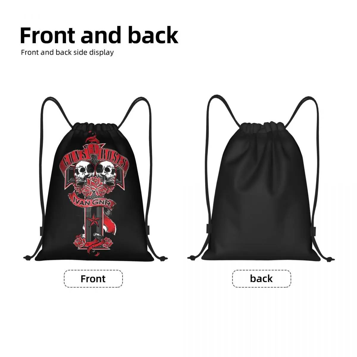 Pistole personalizzate N rose Bullet Logo zaino con coulisse borse donna leggero Heavy Metal Gym sport Sacks Sacks per lo Shopping