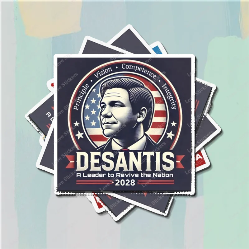 Desantis 2028 Revive 5PCS Stickers for Living Room Bumper Anime Cute Kid Car Art Print Window Home Decor  Water Bottles Wall Sti