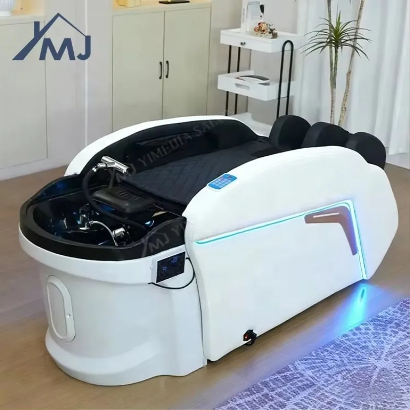 Lay Down Hair Wash Basin Salon Equipment Waterfall Electric Japanese Head Spa Massage Bed