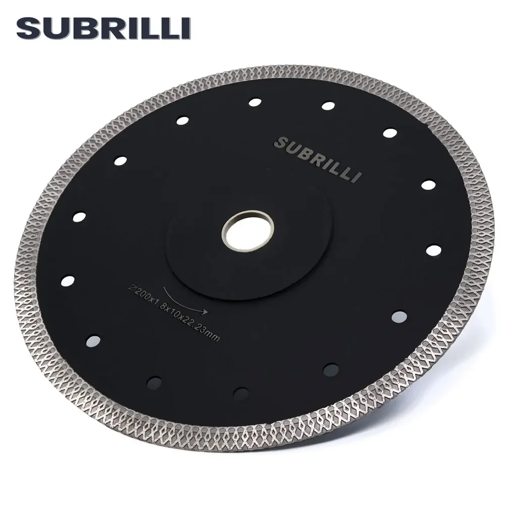 SUBRILLI 1 قطعة 200 مللي متر سوبر رقيقة الماس عجلة أسطوانة تقطيع X شبكة توربو حافة قطعة الجافة أو الرطب 8 بوصة شفرة المنشار