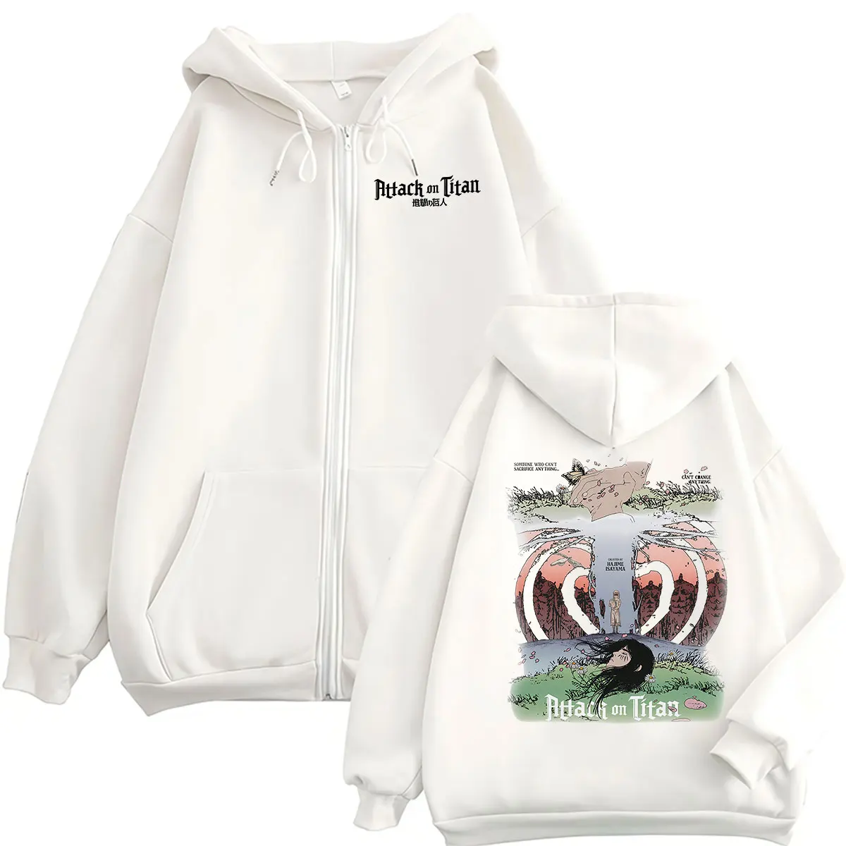 Japanese Anime Attack on Titan Eren Yeager Zipper Hoodie Men's Long Sleeve Fashion Vintage Pullover Jacket Sweatshirt Streetwear