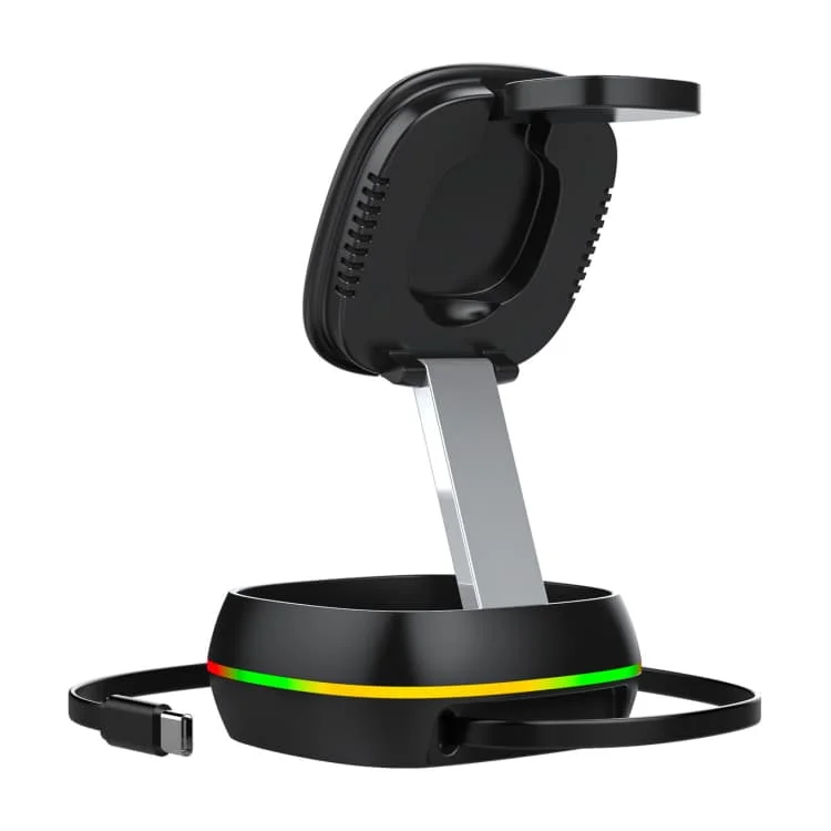 New Design Led Light 3 In 1 Magnetic Wireless Charger Stand Foldable Mini 15w Fast Wireless Desktop Charging Station