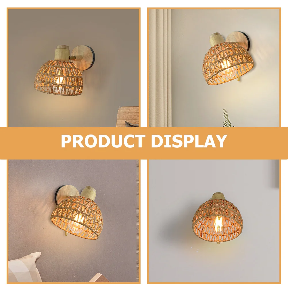 

Wall Mount Lamp Rattan Shade Simple Elegant Design Long Lasting Performance Bedroom Living Room Wall Sconces Rattan Lamp