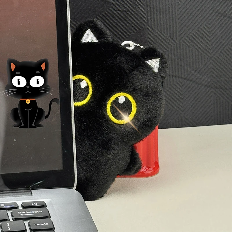 

New Black Cat Plush Bag Pendant Keychain Girl Cute Cat Bag Hanging Ornament Couple Gift