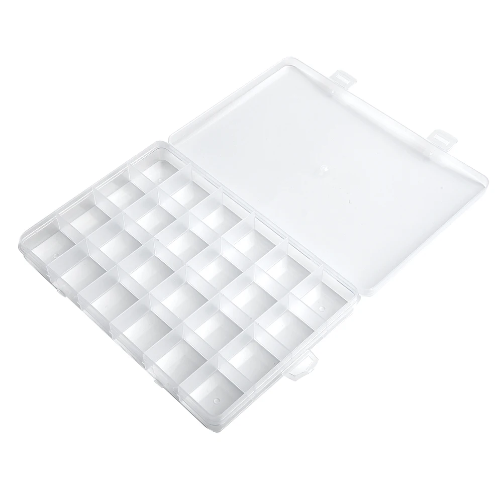 Transparent 24 Grid Storage Box Organizer 19cm*13cm*2.5cm For Rings/beads/pills/jewelry/cosmetics/medicines Home Storage Box