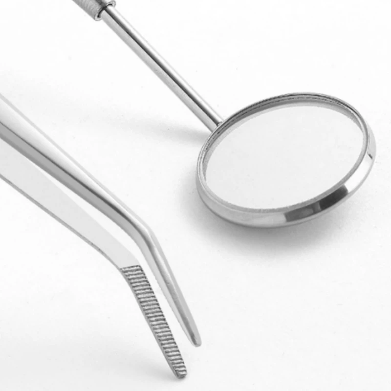 6 قطعة الفولاذ المقاوم للصدأ طبيب الأسنان أدوات نظيفة الفم مرآة مزدوجة ينتهي التحقيق الملقط مكشطة منظف الأسنان مع حقيبة للتخزين #4