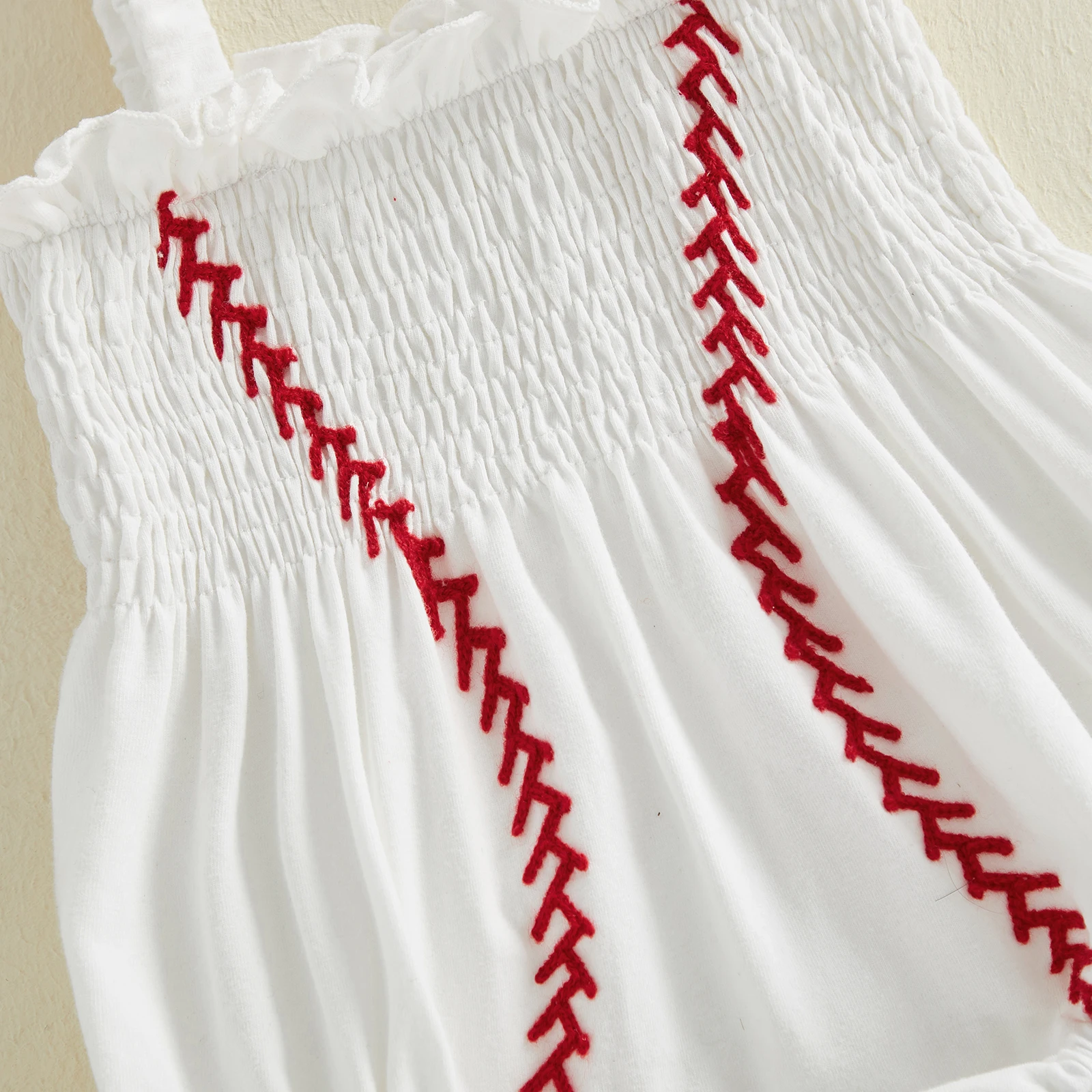Pakaian Bayi Perempuan Musim Panas, Romper Tanpa Lengan Bordir Baseball dan Headband 2 Pcs Set