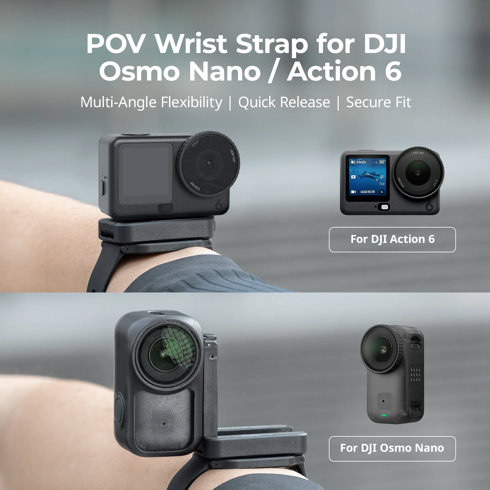 Pasek na nadgarstek SmallRig do kamer sportowych, kompatybilny z Osmo Nano i Osmo Action6, z szybkim uwalnianiem, do poziomej/pionowej fotografii. — zdjęcie produktu 2