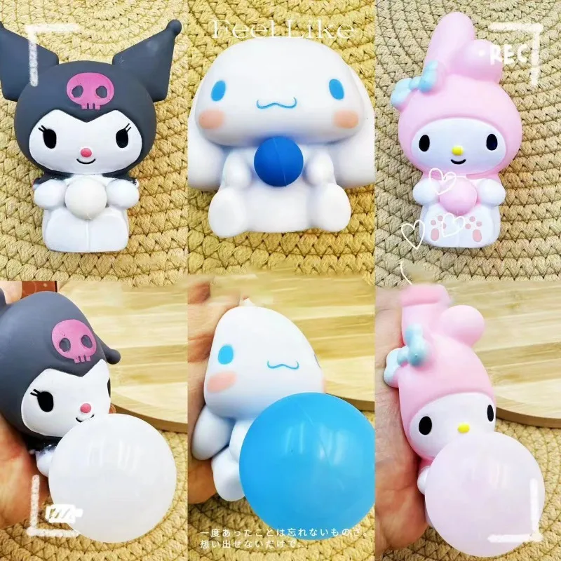 

Sanrio Pinched Toys Cartoon Cinnamoroll Kuromi Sweet Cute Anime Figures Spit Bubbles Decompression Tool Relax Doll Birthday Gift