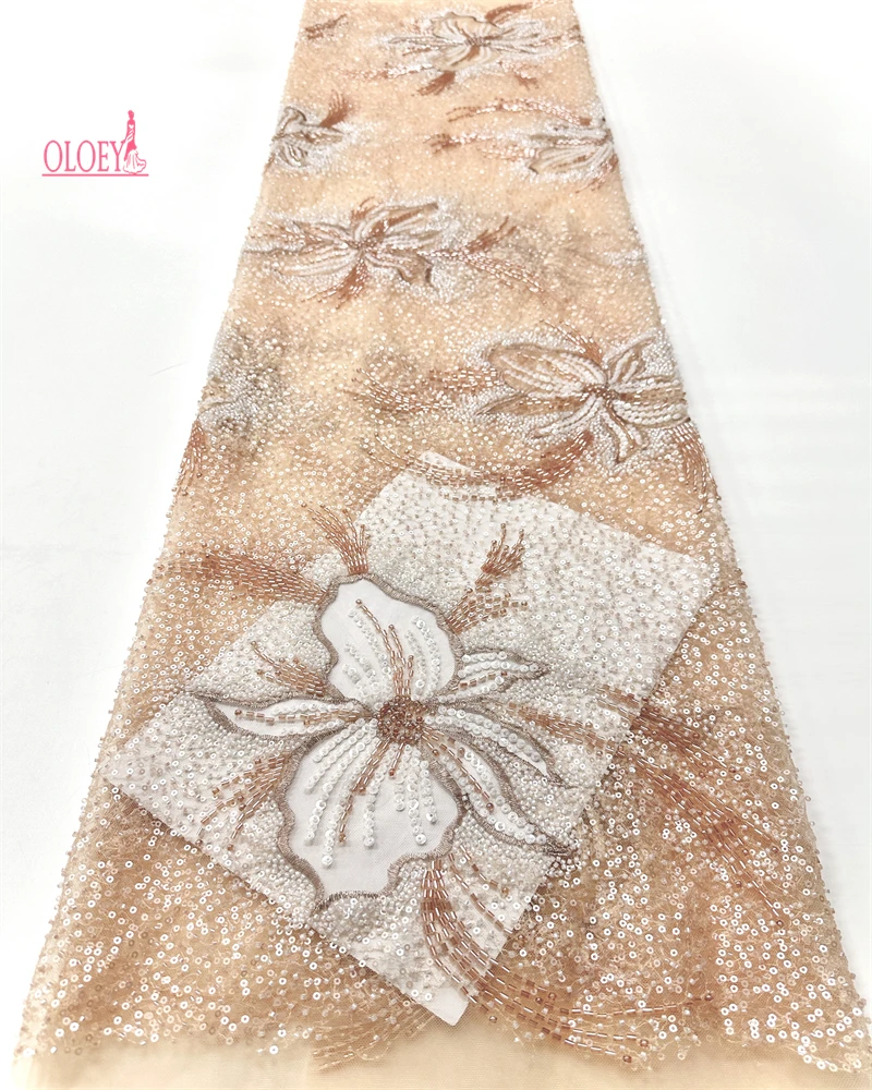 

Luxury Beaded Tulle Lace Fabric Nigerian French Sequin African for Party Dress Sewing Newest Style