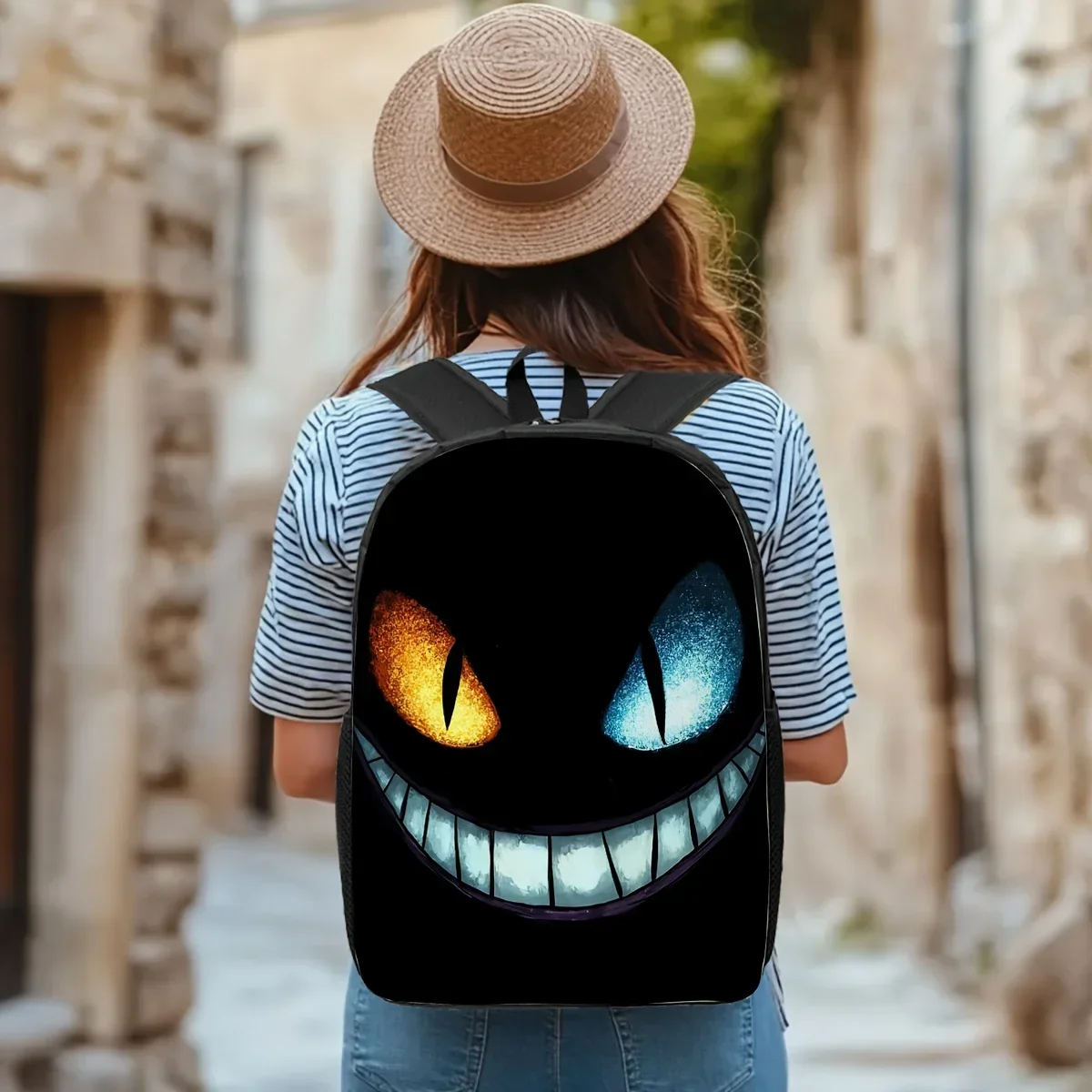 Dark Glowing Eyes Backpacks Book Bag Travel Hiking Daypack For Business Office(2D Flat Printing