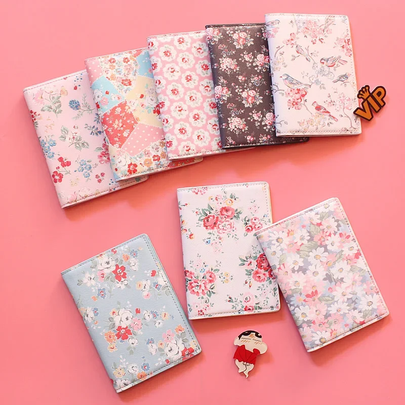 Travel abroad floral Korea small fresh passport protection set waterproof passport bag passport holder certificate bag