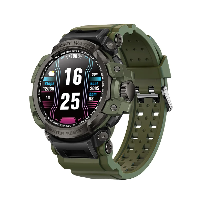 Comunicação Bluetooth do smartwatch dos esportes militares, smartwatch impermeável resistente e durável, rastreador de fitness da frequência cardíaca