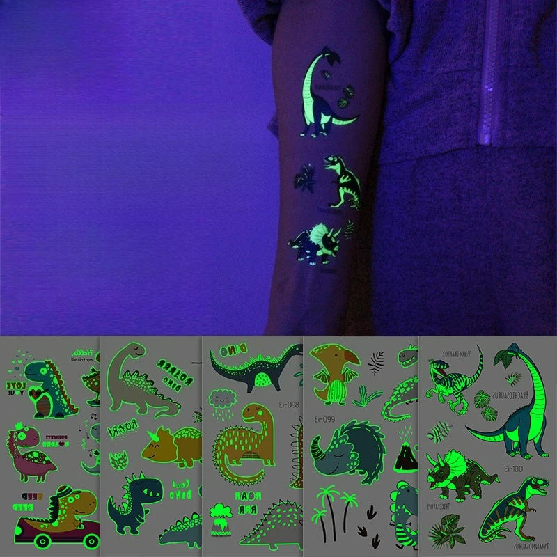 

New luminous dinosaur tattoo sticker,Temporary Tattoos,Waterproof Long-Lasting,Fake Tattoo for chlidren