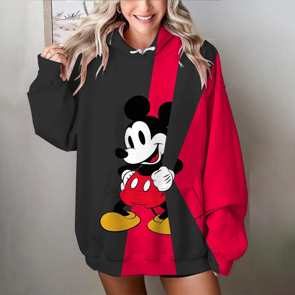 Chaopai 2024 New Product Women\'s Sweater Disney Mickey Mouse print Hoodie New Autumn/Winter Sweater Comfortable