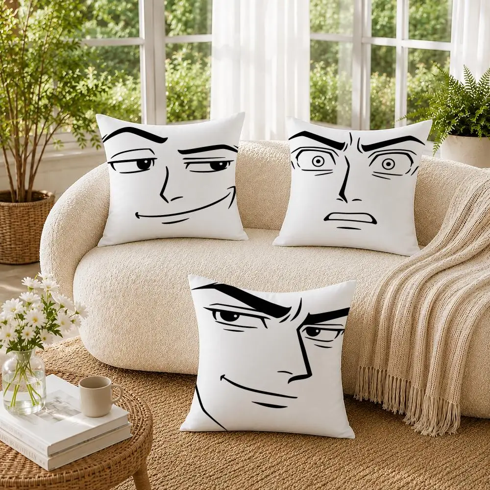 Funny Cool Face Cushion Cover Soft Short Plush Pillow Cases Hidden Zipper Cutecore Sofa Bedroom Home Decor Gift 2