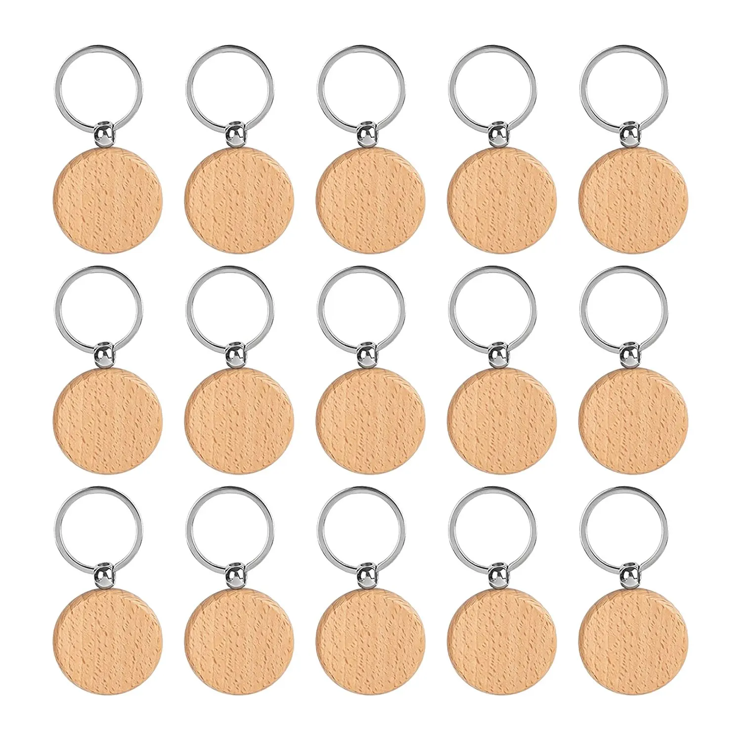 

Blank Wooden Keychain Wooden Keychain Keyring Keychain Personalized EDC or Best Gift Craft (Round, 20 Pack)