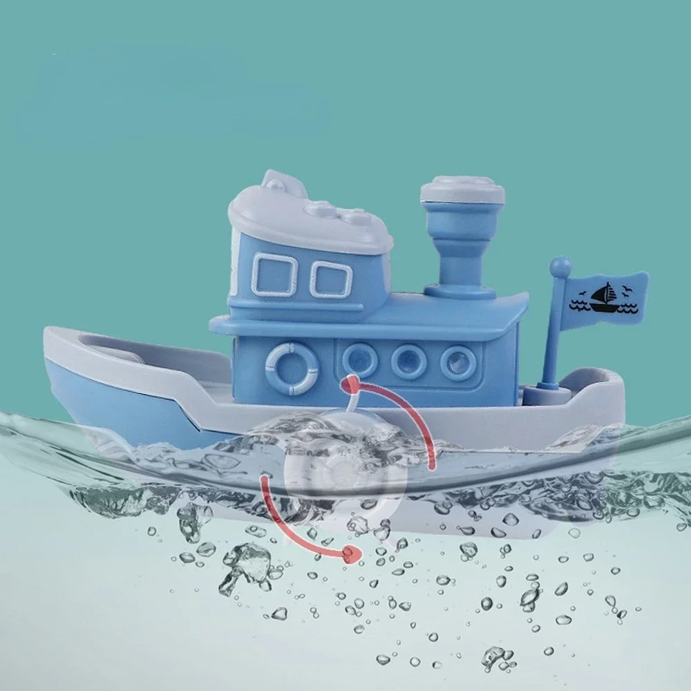 Baby Bath Toys Cute Cartoon Ship Boat Clockwork Toy Wind Up Toy Kids Water Toys Swimming Beach Game for Children Gifts Bath Toy