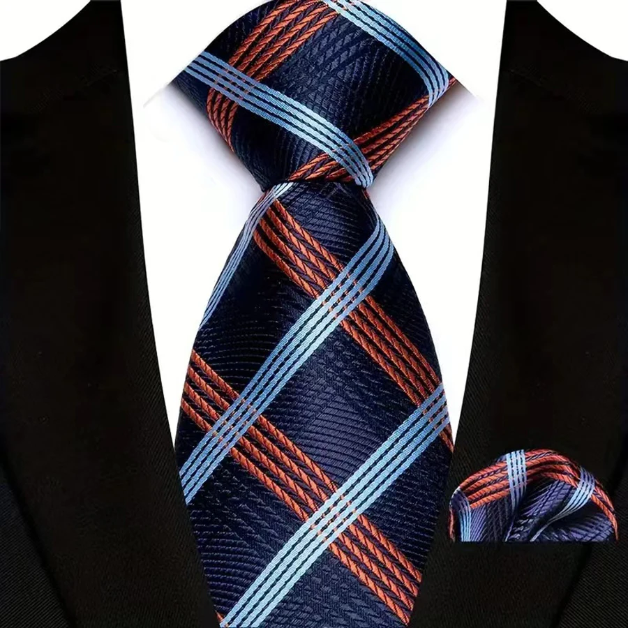 الكلاسيكية المشارب منقوشة والشيكات التعادل مجموعة للرجال العريس الزفاف رجال الأعمال ربطة العنق جيب مربع مجموعة الإكسسوارات بالجملة مصمم #6