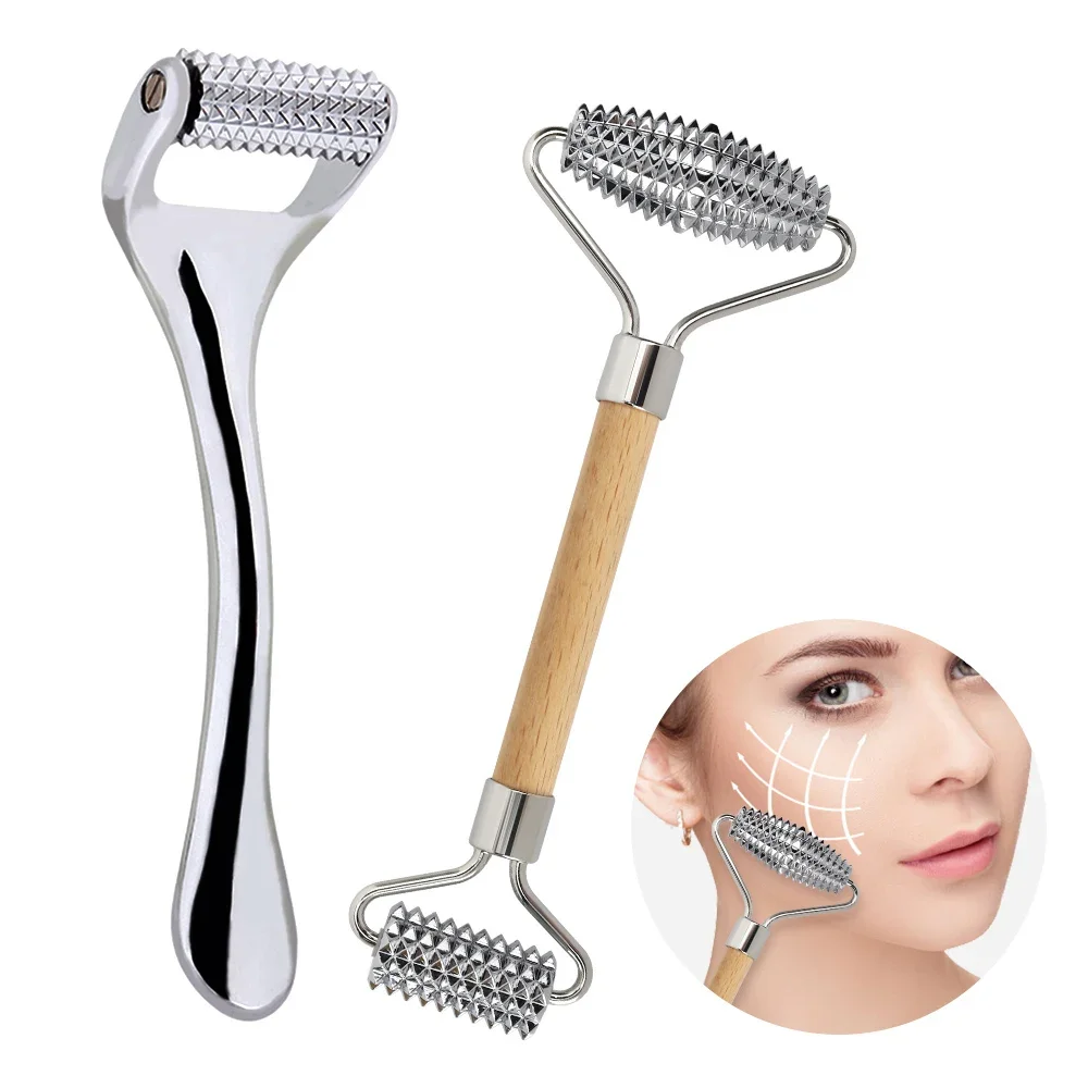 Zinc Alloy Roller Face-lift Tightening Beauty Massager Facial Hobbing Metal Double-headed Roller Multifunctional Skin Care Tools