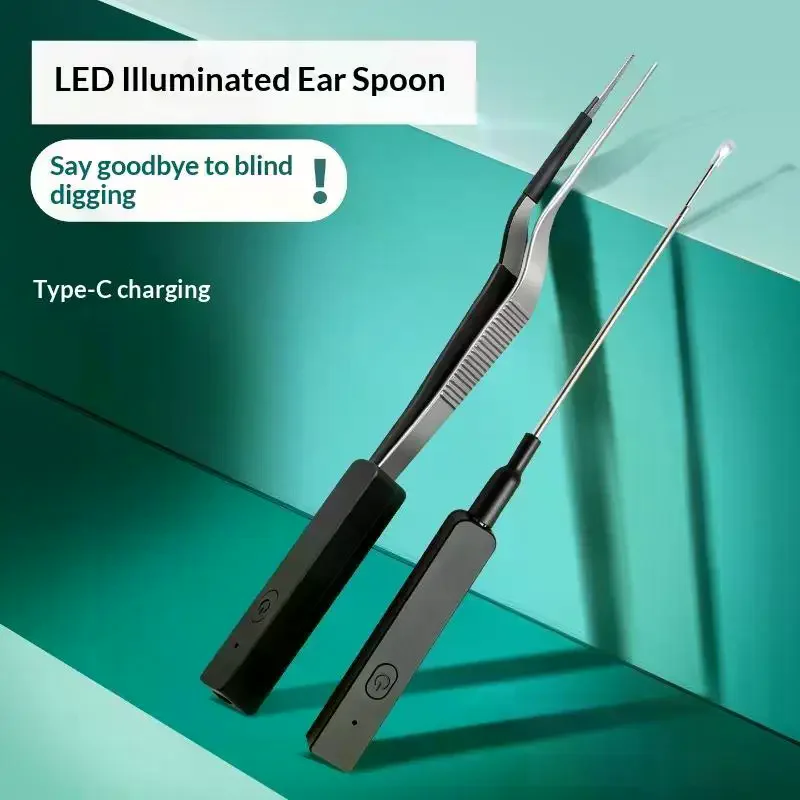 Luminous Visual Silicone Children Ear Scoop  Tweezers Advanced Cerumen Hook Charging Ear Scraping Professional Tools For Ears