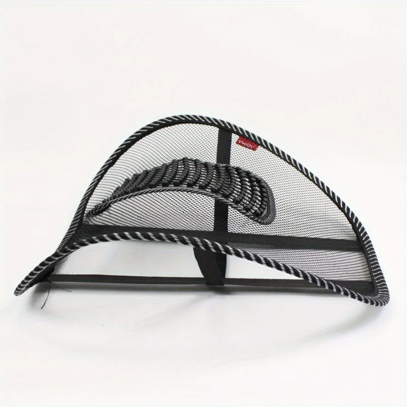 1 breathable ice silk car lumbar support pad with massage beads, ergonomic steel wire back support view 3