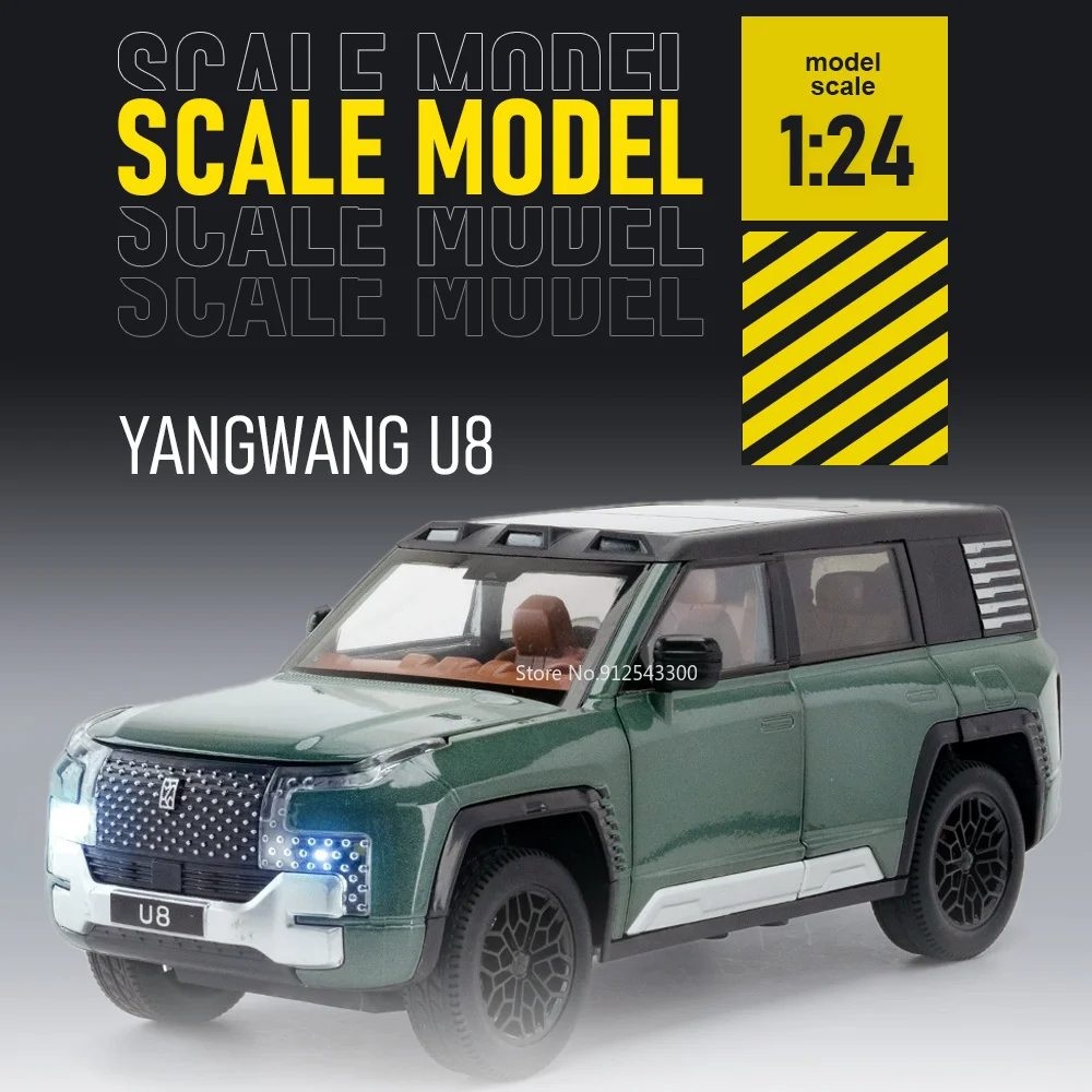 1-24スケール-ヤンワン-u8-l9-カーモデルおもちゃ-ドア開閉-プルバックモデル-前輪ステアリング-ショックアブソーバー-ホビーコレクション