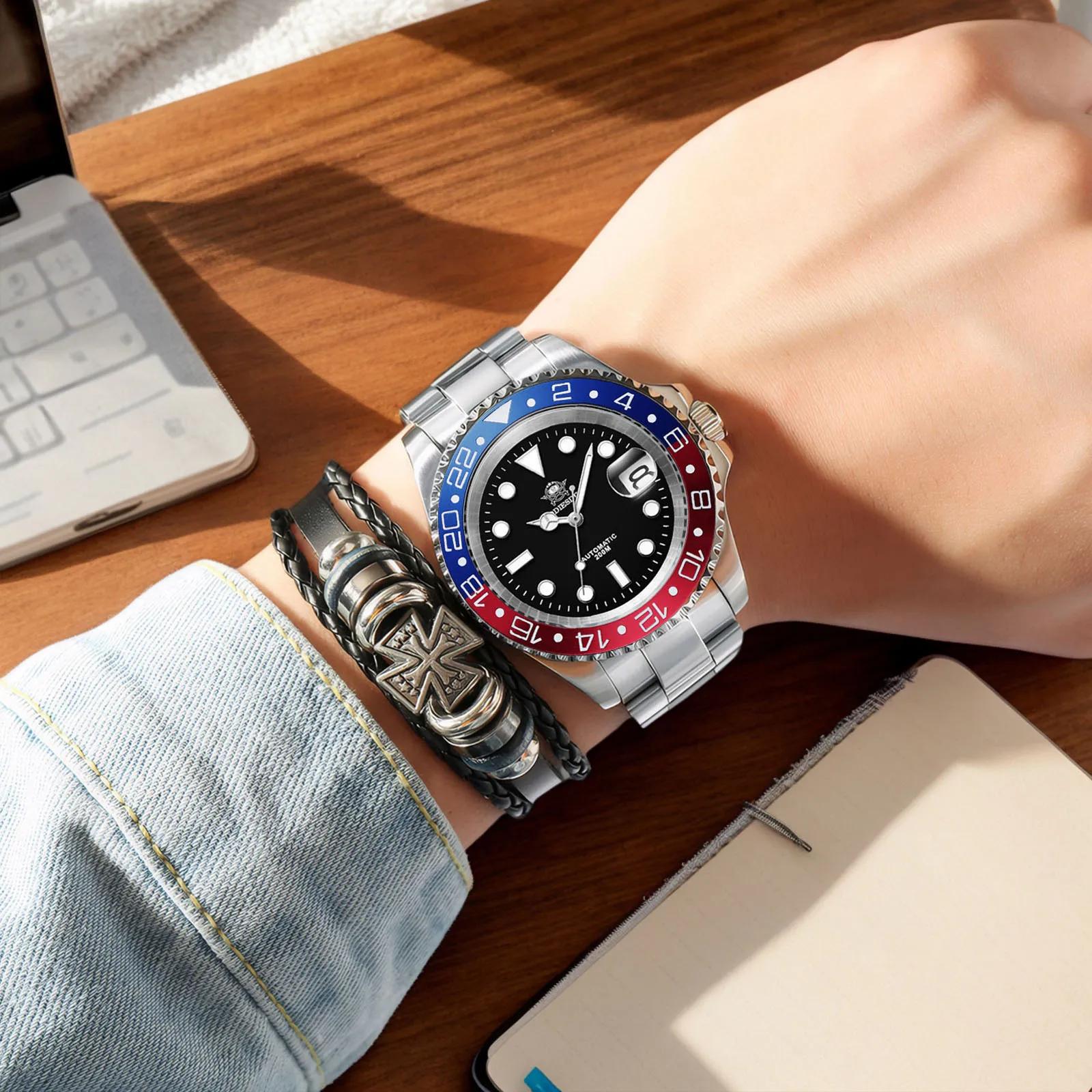 

ADDIESDIVE Luxury Automatic Men's Watch Top Brand Sapphire 8215 Mechanical Luminous 200m Waterproof Wristwatch Ceramic Bezel