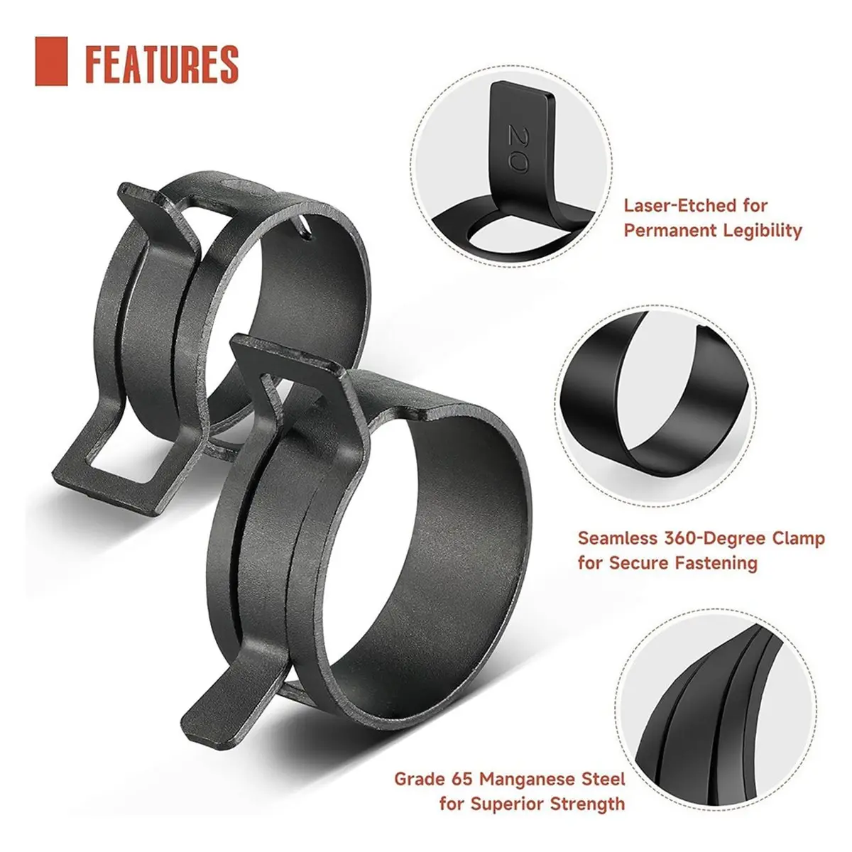 130Pieces Spring Band Clamps Set 6-25mm, 16 Sizes Hose Spring Clamps with Pliers for Lines, Vacuum and Low Pressure Air