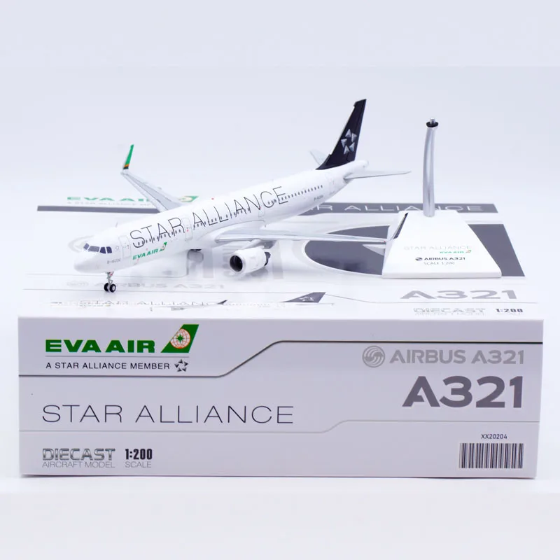 

XX20204 Коллекционный самолет из сплава в подарок JC Wings 1:200 Eva Air 'StarAllianc' Airbus A321 Литая под давлением модель самолета B-16206 с подставкой