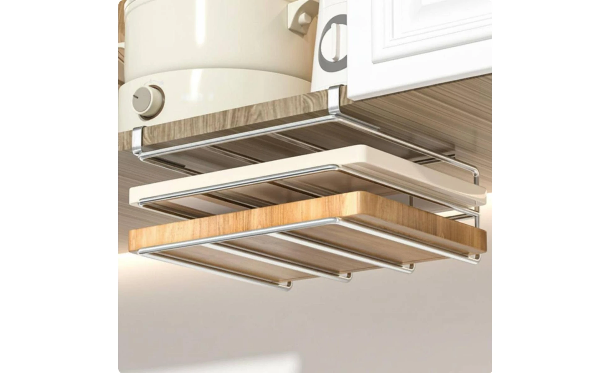 Under Cabinet Storage Rack Multifunctional Slide-Hook-on Organizer Hanging Cabinet Holder Installation-No Installation Required Under Cabinet Storage Rack Multifunctional Slide-Hook-on Organizer Hanging Cabinet Holder Installation-No Installation Required
