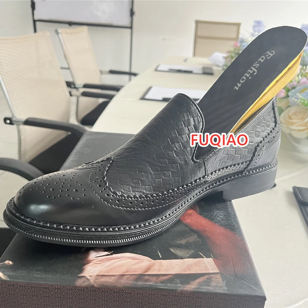 Men Elevator Dress Shoes Formal Office Oxford Wedding Party Matches Suit Zapatos De Hombre Height Increase Genuine Leather Shoes