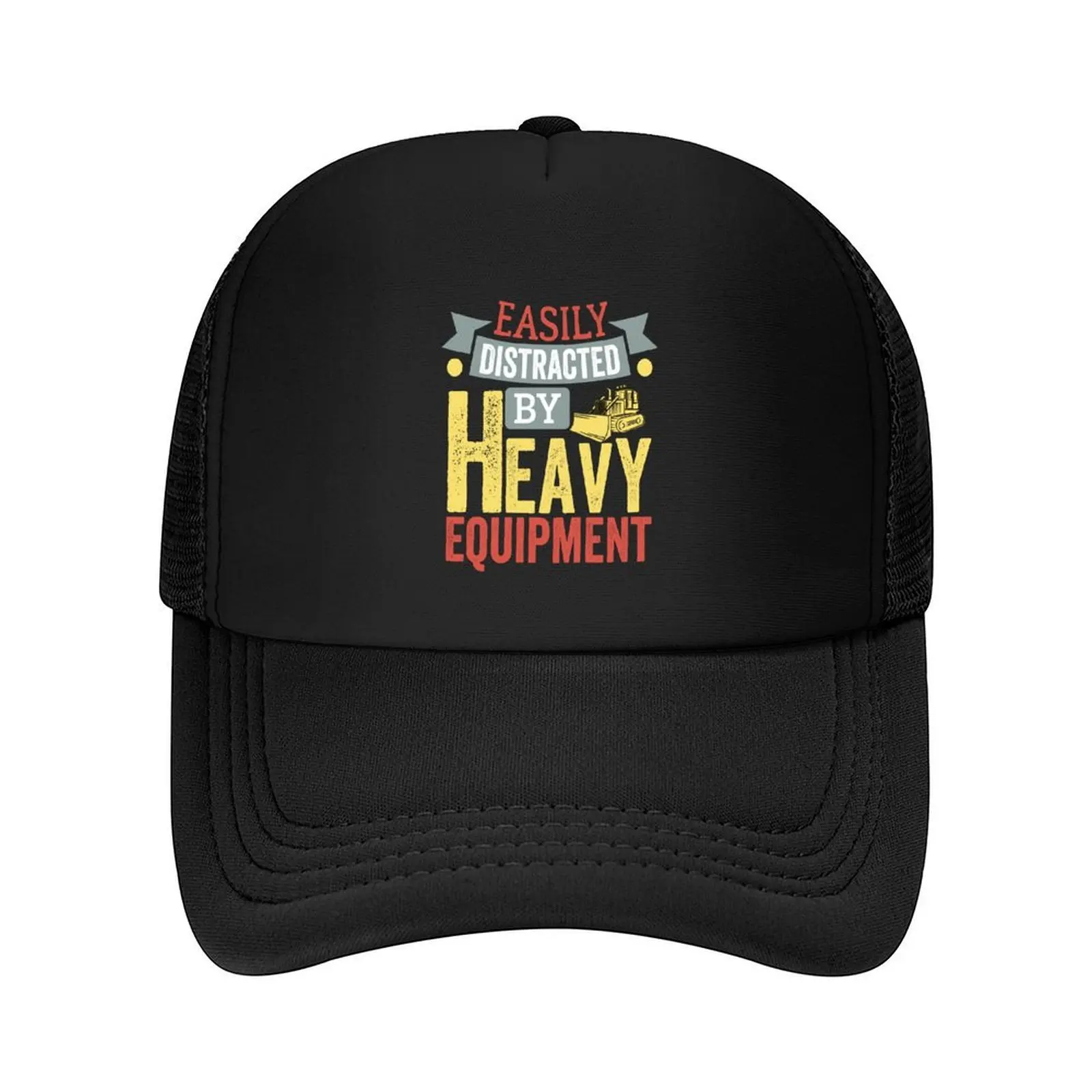 

Easily Distracted By Heavy Equipment Funny Construction Worker Saying Baseball Cap hard hat Luxury Cap Female Men's