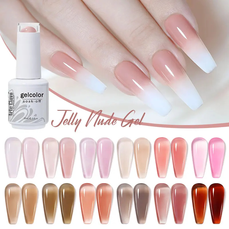 Arte Clavo Jelly Color Gel Polish 15ml Semi-transparent Pink Nude Clear Color DIY Nail Art Gel Varnish Soak Off UV LED Gel