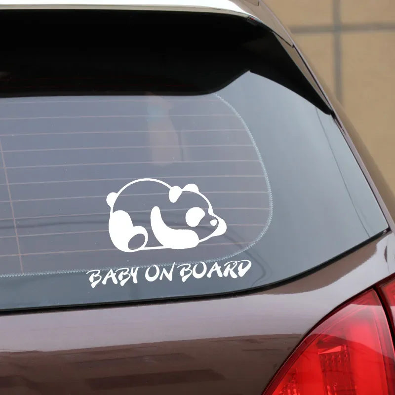 Personality Car Sticker Tired Panda Funny  BABY ON BOARD Animal Warning Waterproof and Sunscreen Vinyl Decals,17CM*11CM