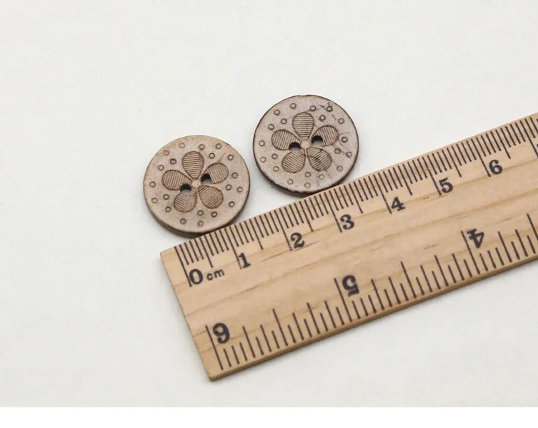 30pcs/lot Size:12.5mm-20mm Round Natural Coconut 2 Holes Button 5 Petals Design Buttons Sewing Accessories (SS-905)