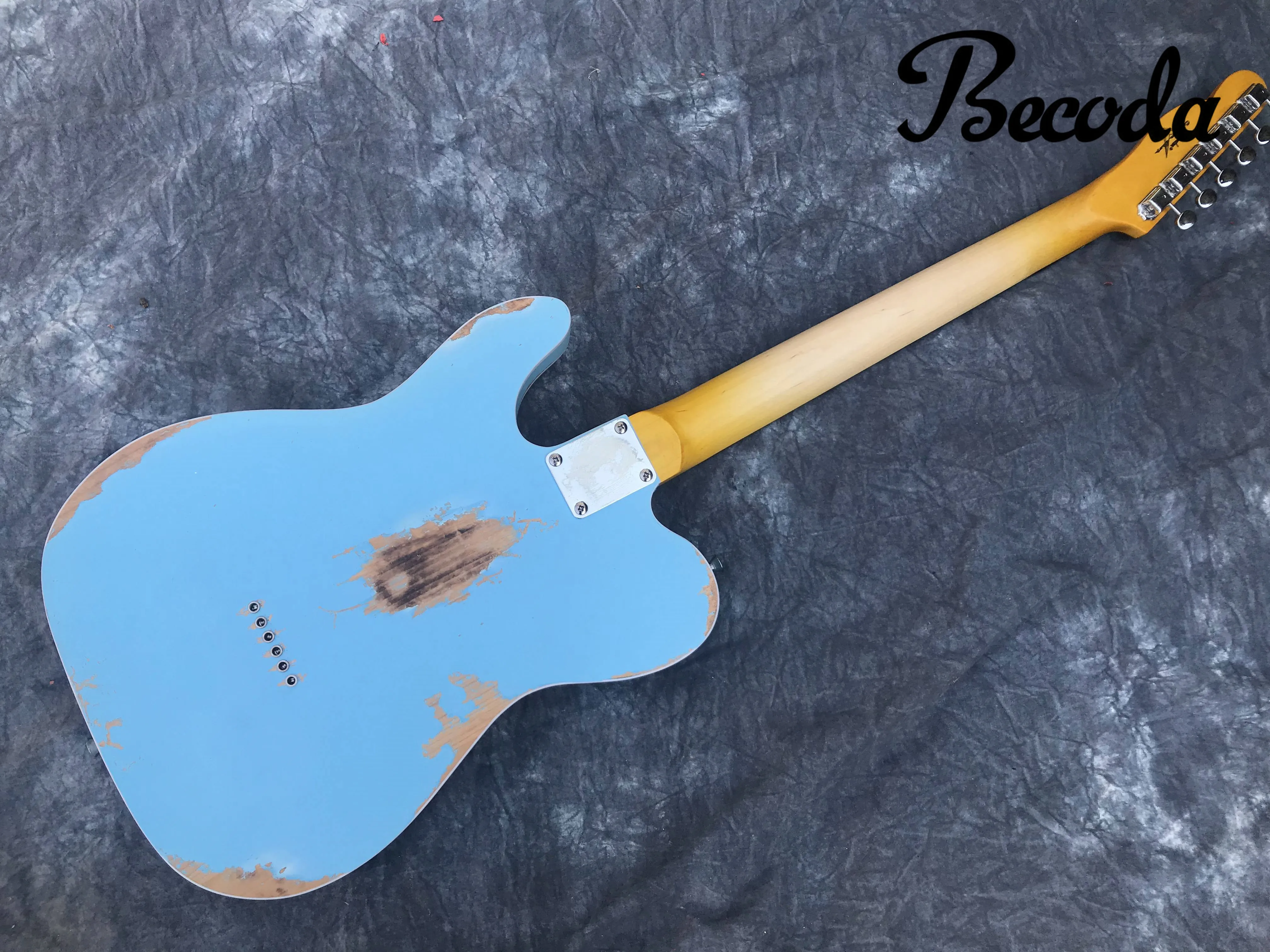 China Becoda electric guitar TL Alder wood handmade heavy relic guitar.Sky blue