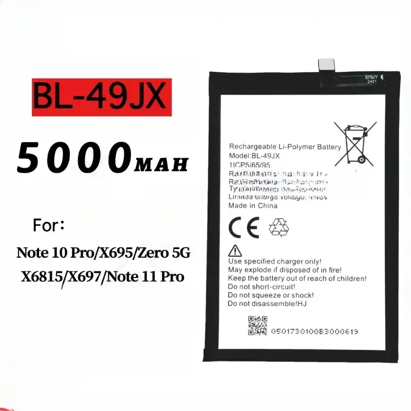 BL-49JX BL-51BX BL-49LX BL-49KX BL-49NX Battery New For Infinix Note Hot 12 X692 X669 8 8i 10 11 20S 59 30i Pro smart 7 8 X6817