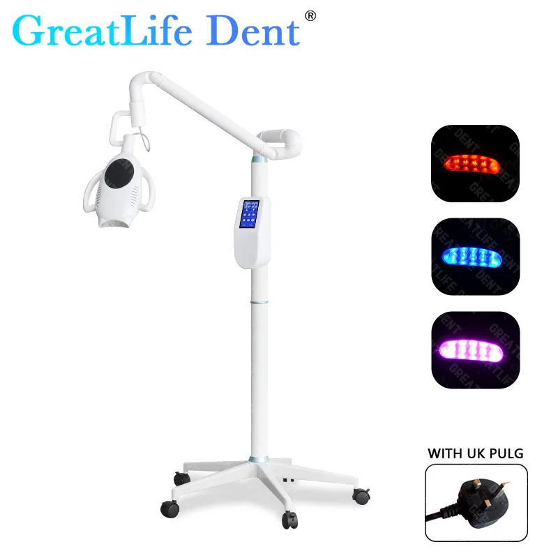 Beweegbare 3 Kleuren Tandheelkundige Tanden Whitener Machine 60 W Touch Screen Tanden Whitening met 10 LEDS Lamp Kralen Bleken lamp