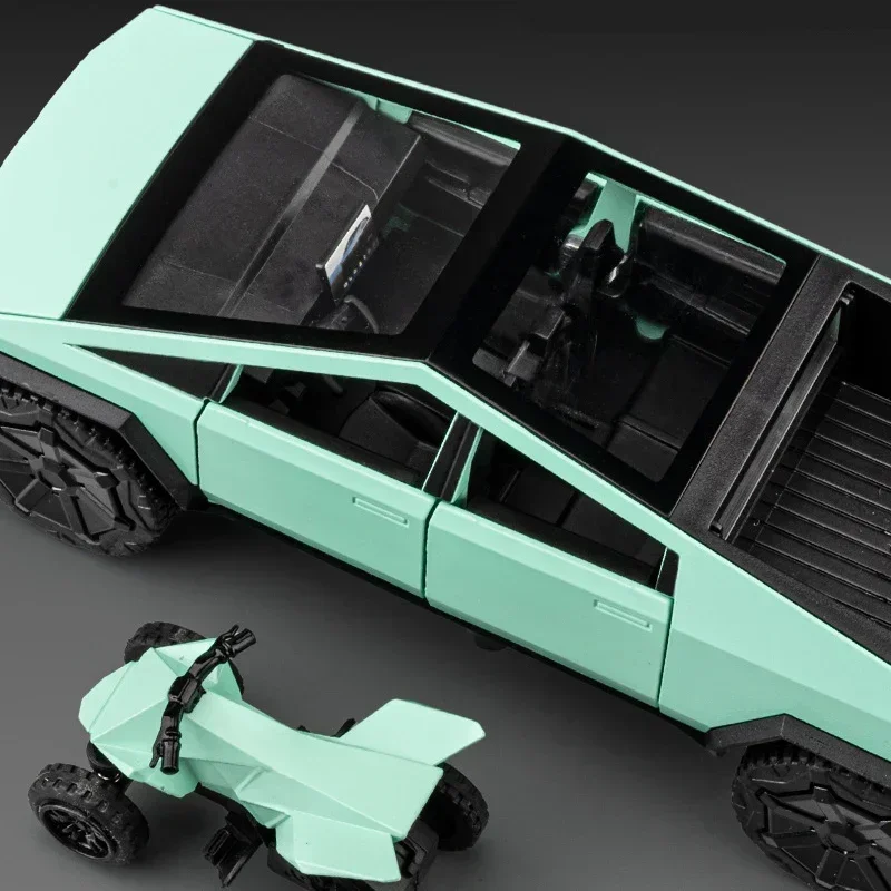 1:32 Cybertruck بيك اب سبيكة سيارة نموذج دييكاست المعادن على الطرق الوعرة المركبات شاحنة نموذج سيارة الصوت والضوء لعبة أطفال هدية