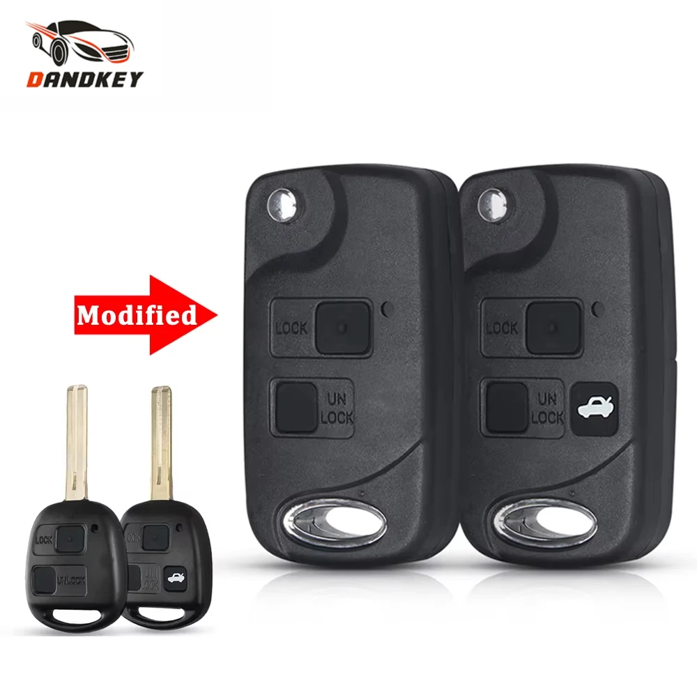 Dandkey With 2/3 Buttons Pad For Lexus Es Rx Is Lx IS200 RX300 ES300 LS400 GX460 For Toyota Flip Modified Remote Car Key Shell