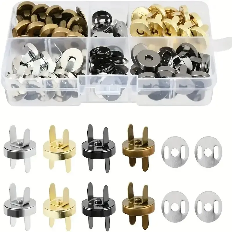 Easy-Attach 14mm Magnetic Snap Buttons - 40 Set Multi-Color Pack for Sewing and Crafts, Durable & Stylish Metal Fasteners