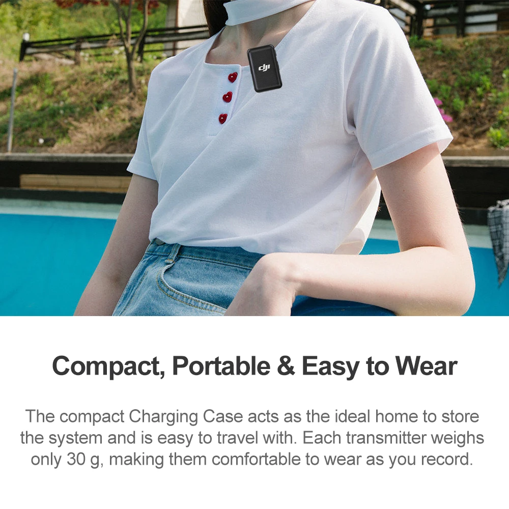 Беспроводной микрофон DJI Mic петличный передатчик приемник 250 м дальность передачи двухканальная запись до 15 часов использования
