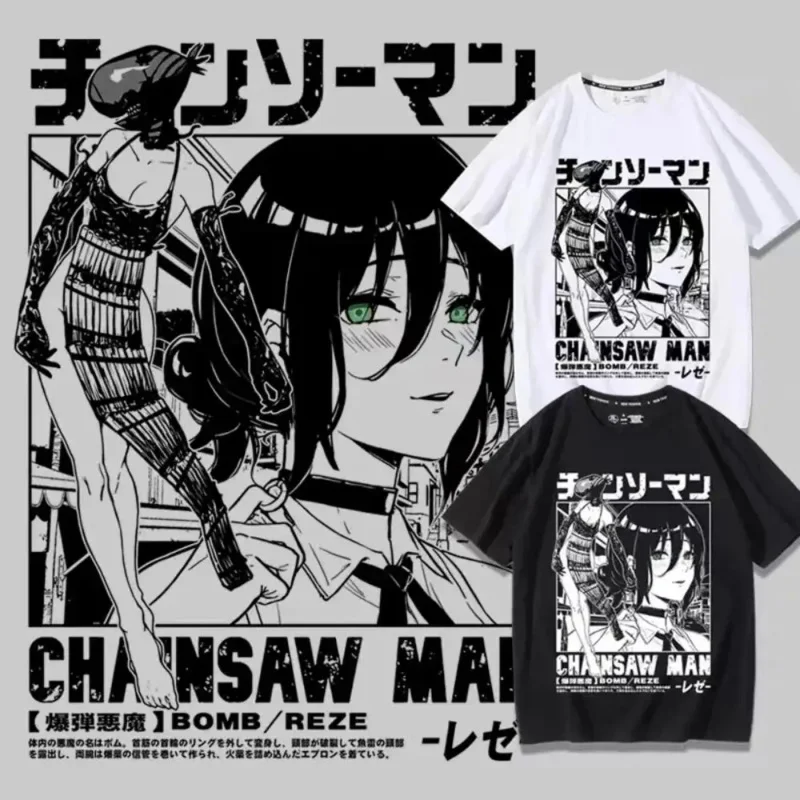 Anime T-shirt Women Chainsaw Man Manga Graphic Men Cotton Short Sleeve Tee Plus Size Women Tops Summer Streetwear