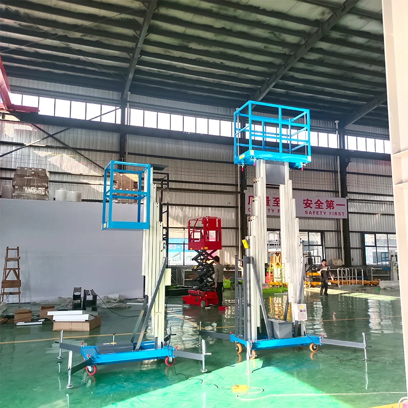 Aluminum Alloy Lift Aerial Work Platform Hotel Lobby High Altitude Cleaning Single Dual Mast Lifting Platform