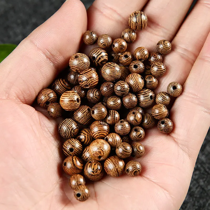 Genuine Natural Wenge Wood Round Loose Wooden Spacer Beads for DIY Jewelry Making Bracelet Necklace Wenwan Buddha Prayer Beads