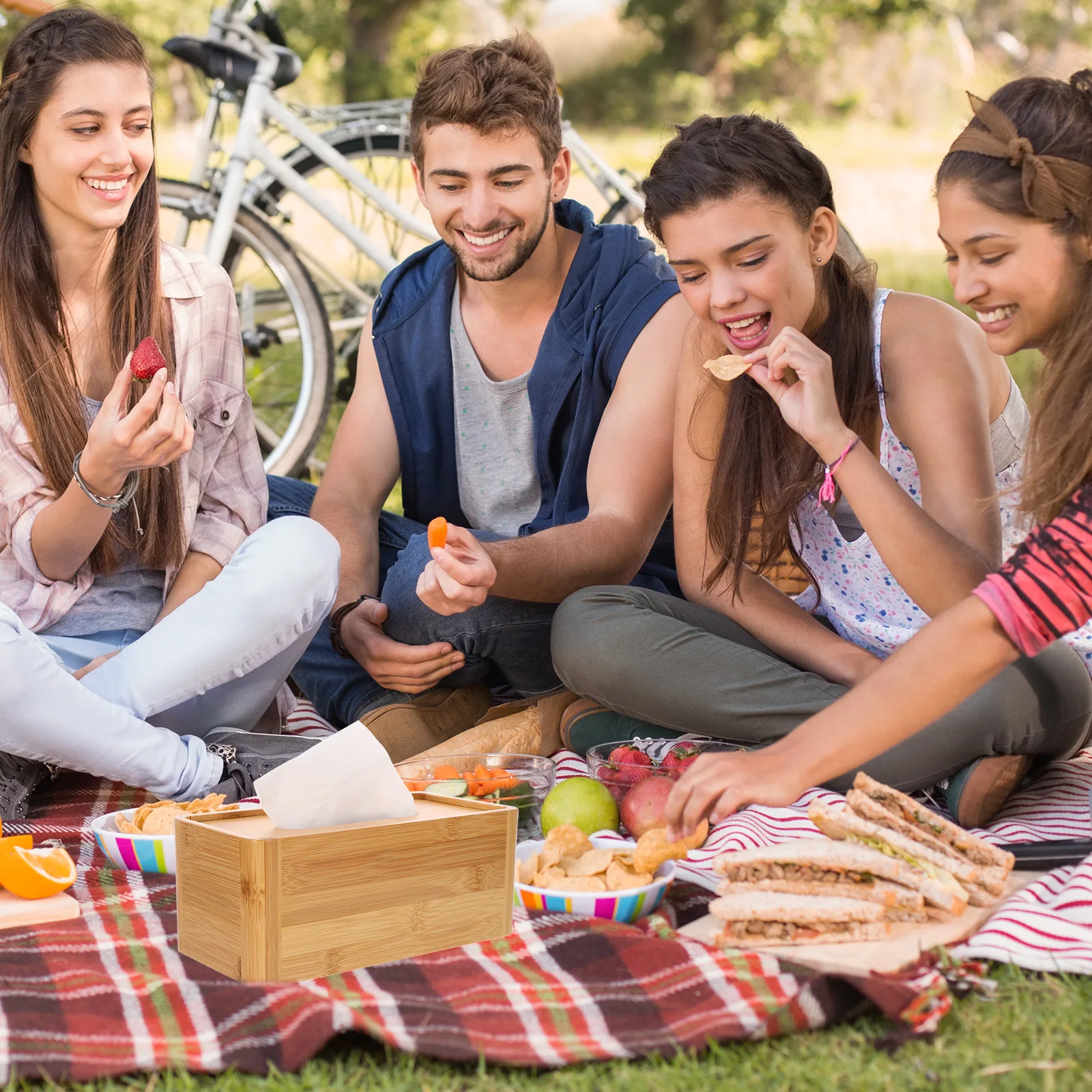 

1Pcs Bamboo Tissue Box Bright Colors Home Decor Cafe Bathroom Car Facial Paper Holder Facial Paper Holder