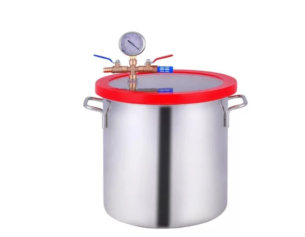 5 Gallon 20L Stainless Steel Vacuum Degassing Chamber 25x25CM Acrylic Lid For Silicone Resin AB Adhesive