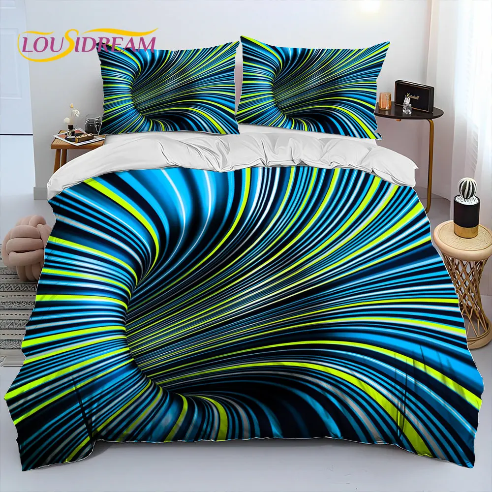 

3D Geometric Visual Illusion Comforter Bedding Set,Duvet Cover Bed Set Quilt Cover Pillowcase,King Queen Size Bedding Set Gift