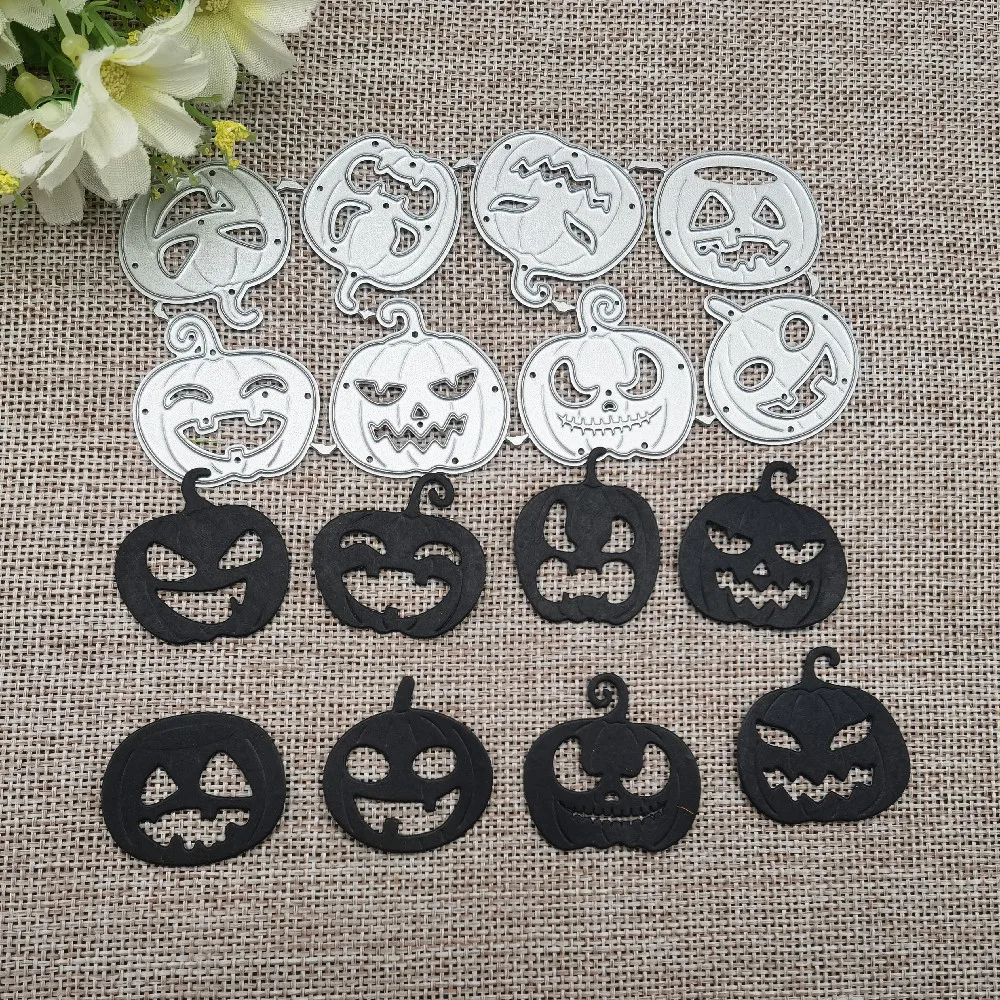 8pcs Halloween Pumpkin Metal Cutting Dies Stencils For DIY Scrapbooking Decorative Embossing Handcraft Die Cutting Template